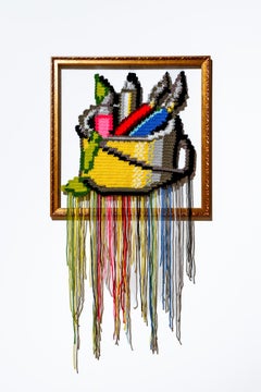 "MS Paint", Internet Icon, Textiles, Crochet Acrylic on Plexiglass
