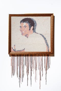 "MySpace Tom nº 1" Retrato Textil, Motivo Glitch, Ganchillo Acrílico