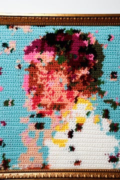 « MySpace Tom No. 2 », portrait en textile, motif pailleté, acrylique au crochet