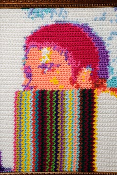 "MySpace Tom No. 4", "MySpace Tom No. 1" Ritratto tessile, motivo glitch, uncinetto