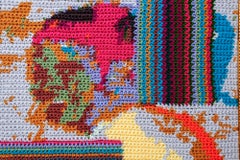 "MySpace Tom nº 5" Retrato Textil, Motivo Glitch, Ganchillo Acrílico