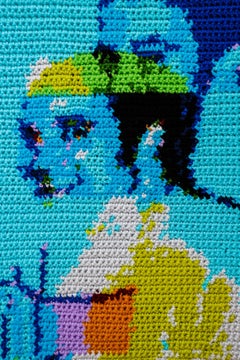 "MySpace Tom nº 7" Retrato Textil, Motivo Glitch, Ganchillo Acrílico