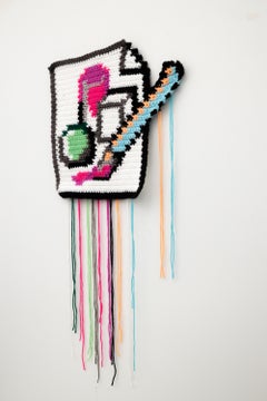 "Un de mes premiers carnets de croquis (icône MS Paint)", Sculpture murale en crochet brillant