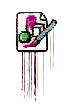 "Un de mes premiers carnets de croquis (icône MS Paint)", Sculpture murale en crochet brillant