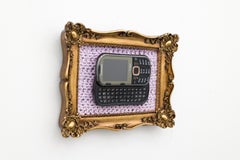 "Samsung Intensity 2", Vintage Technology, Framed Y2K Crochet Wall Sculpture
