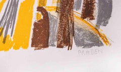 Woman With Flowers - Lithograph by Nicole Praden - Mid-20th century