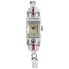 Nicolet Solid White Gold Art Deco Ladies Watch with Period Bracelet, circa 1940s