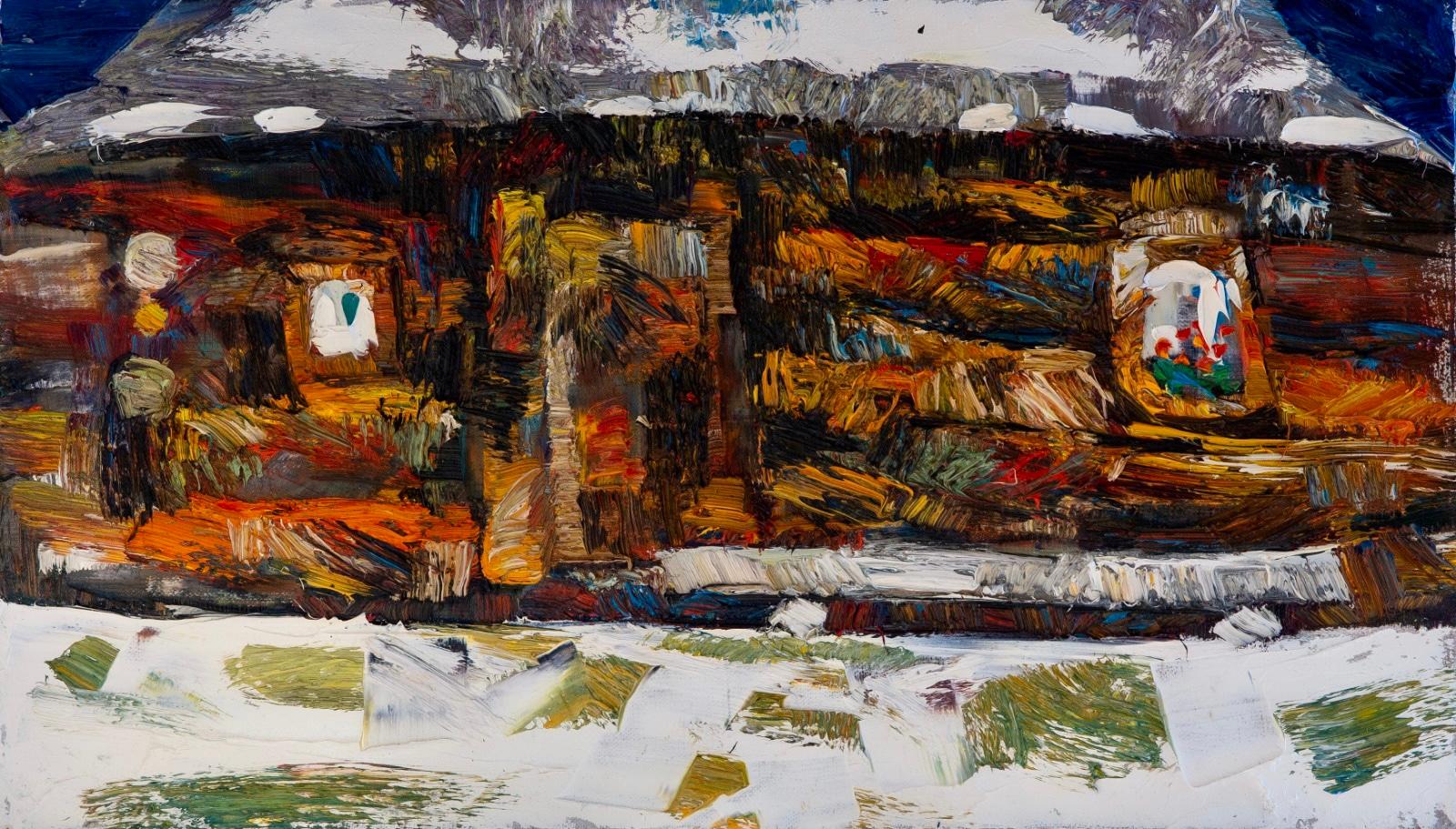 Nicoleta Stati Landscape Painting - "Log Cabin"
