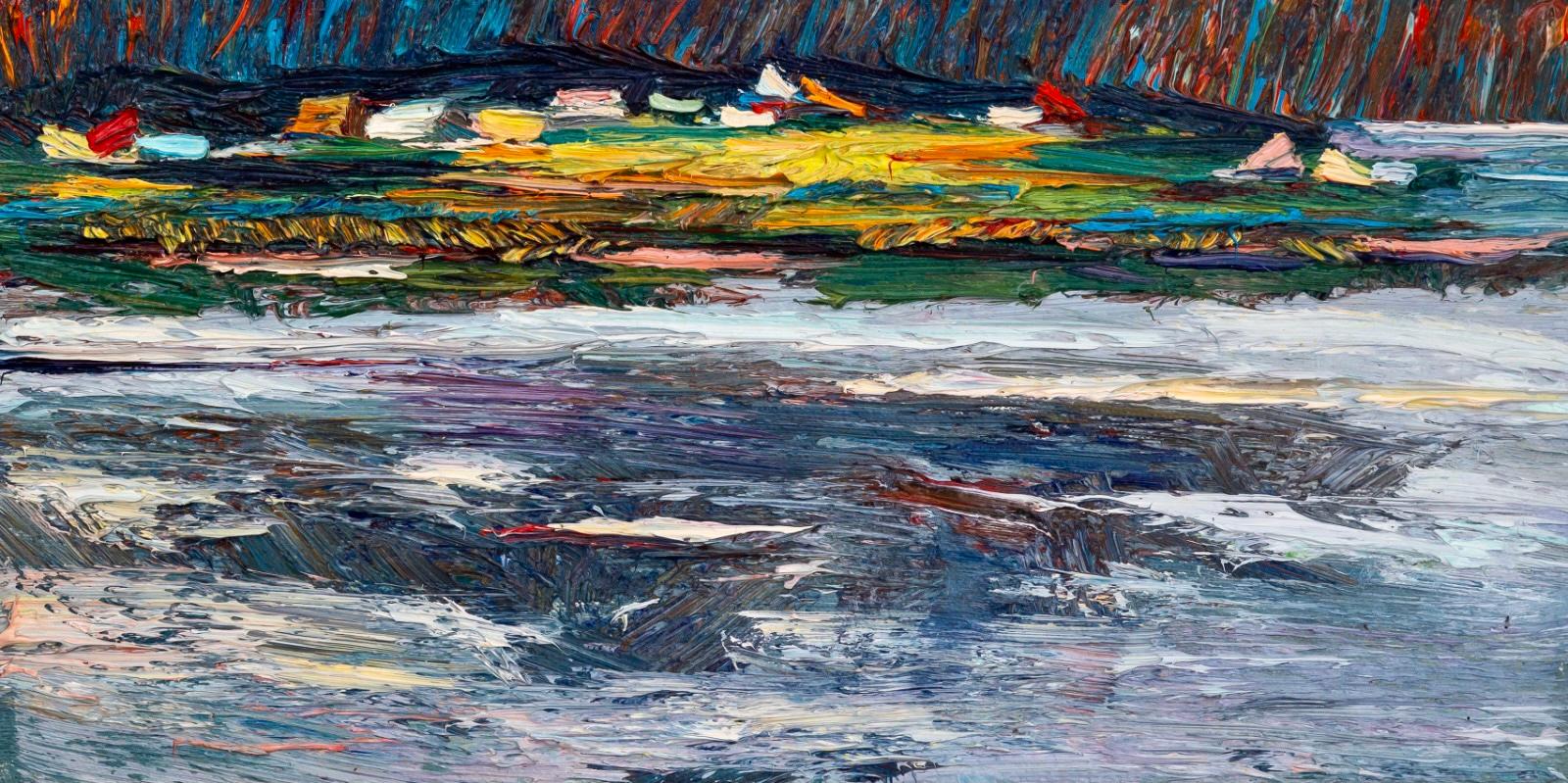 Landscape Painting de Nicoleta Stati - "Pueblo junto al río"