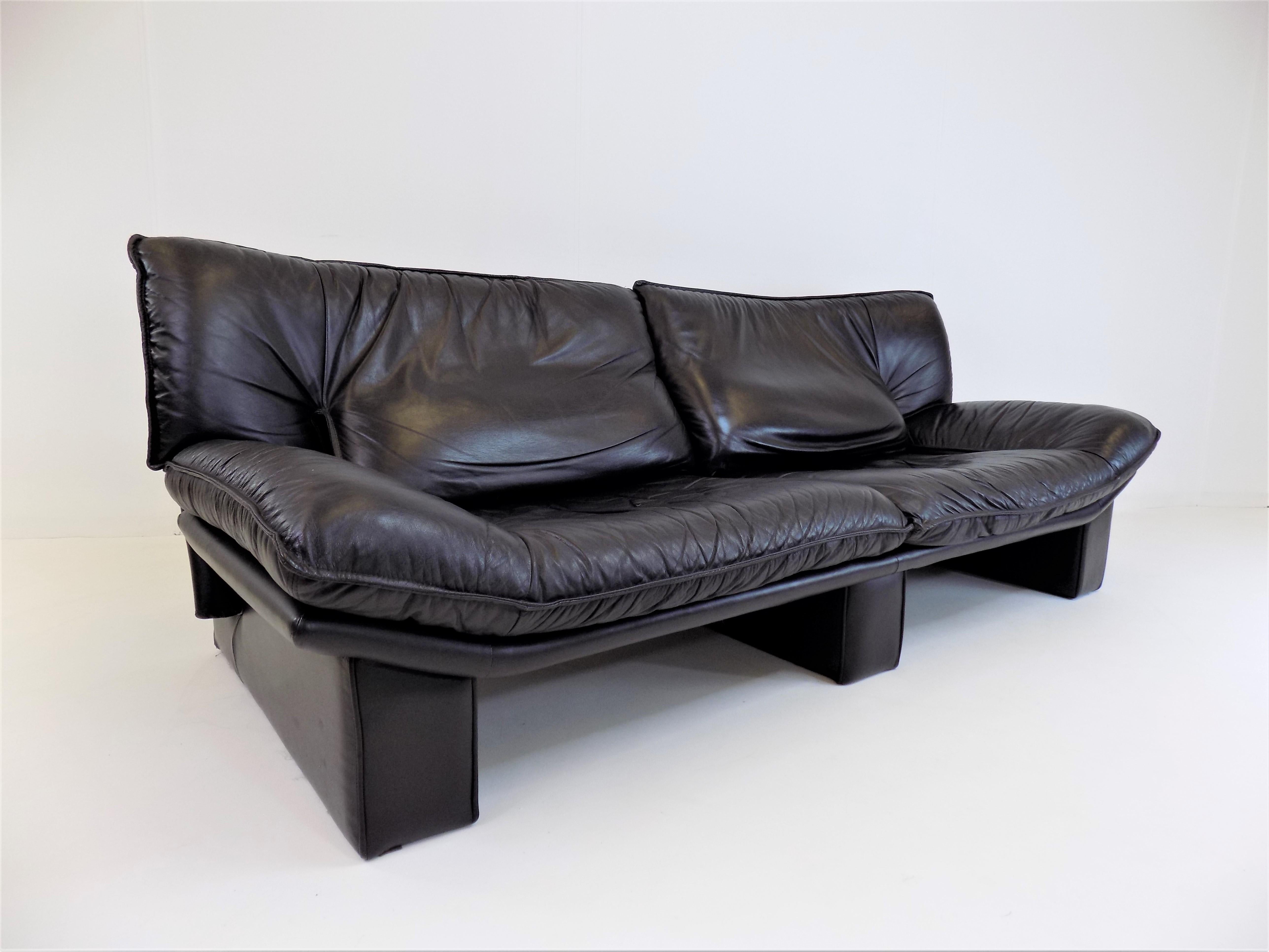 Leather Nicoletti Salotti ambassador black leather living room set