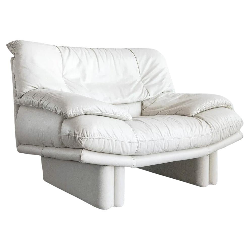 Nicoletti Salotti Italian Leather Chair Loveseat Cream c. 1970