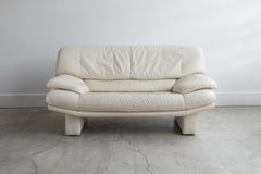 Nicoletti Salotti Italian Leather Sofa Cream c. 1970