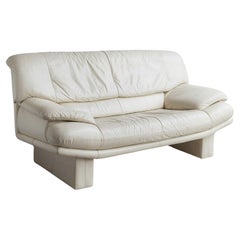 Nicoletti Salotti Italian Leather Sofa Cream c. 1970
