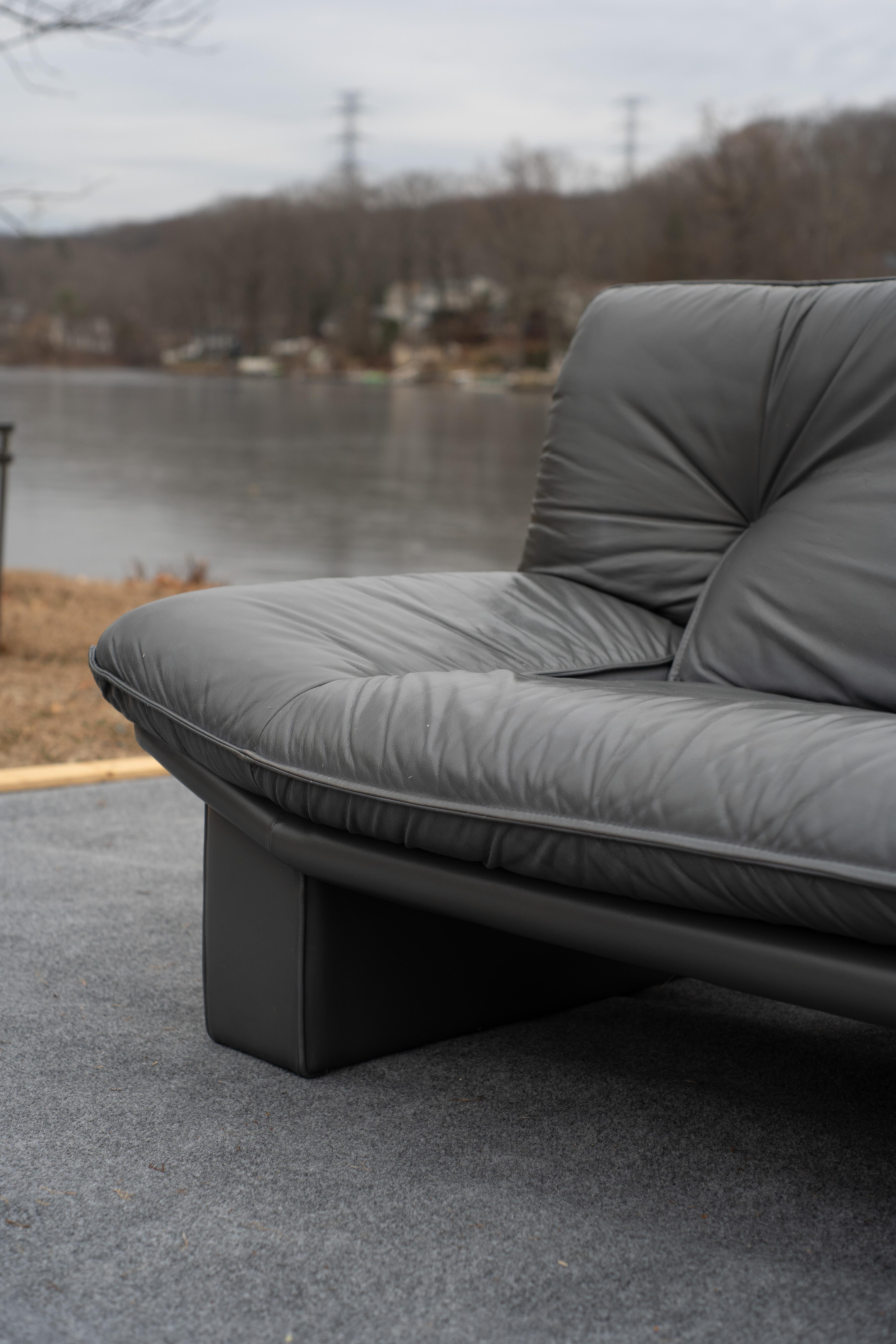 Nicoletti Salotti Italian Slate Leather Large Post Modern Three-Seater Sofa 1