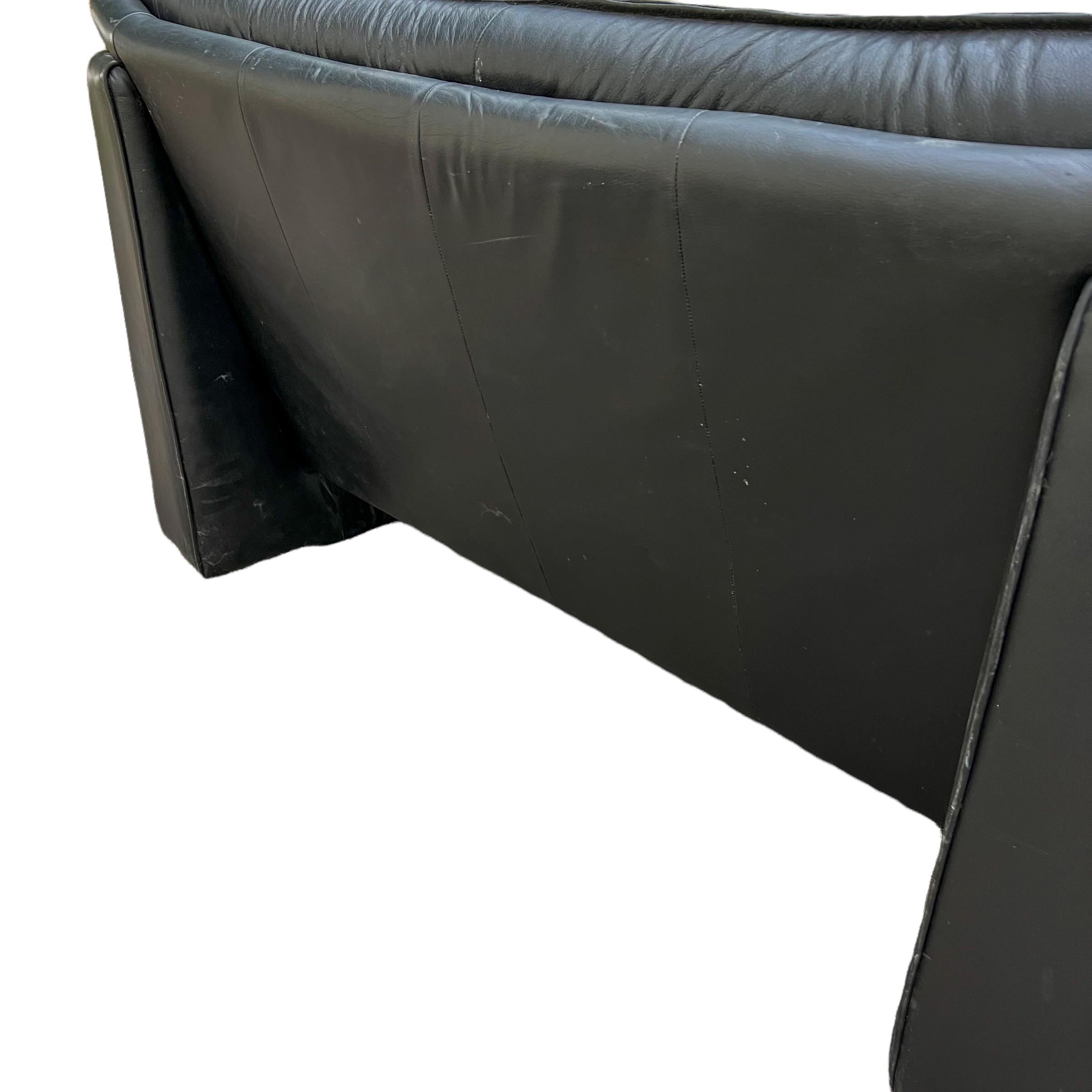 Nicoletti Salotti Postmodern Italian Black Leather Sofa 2