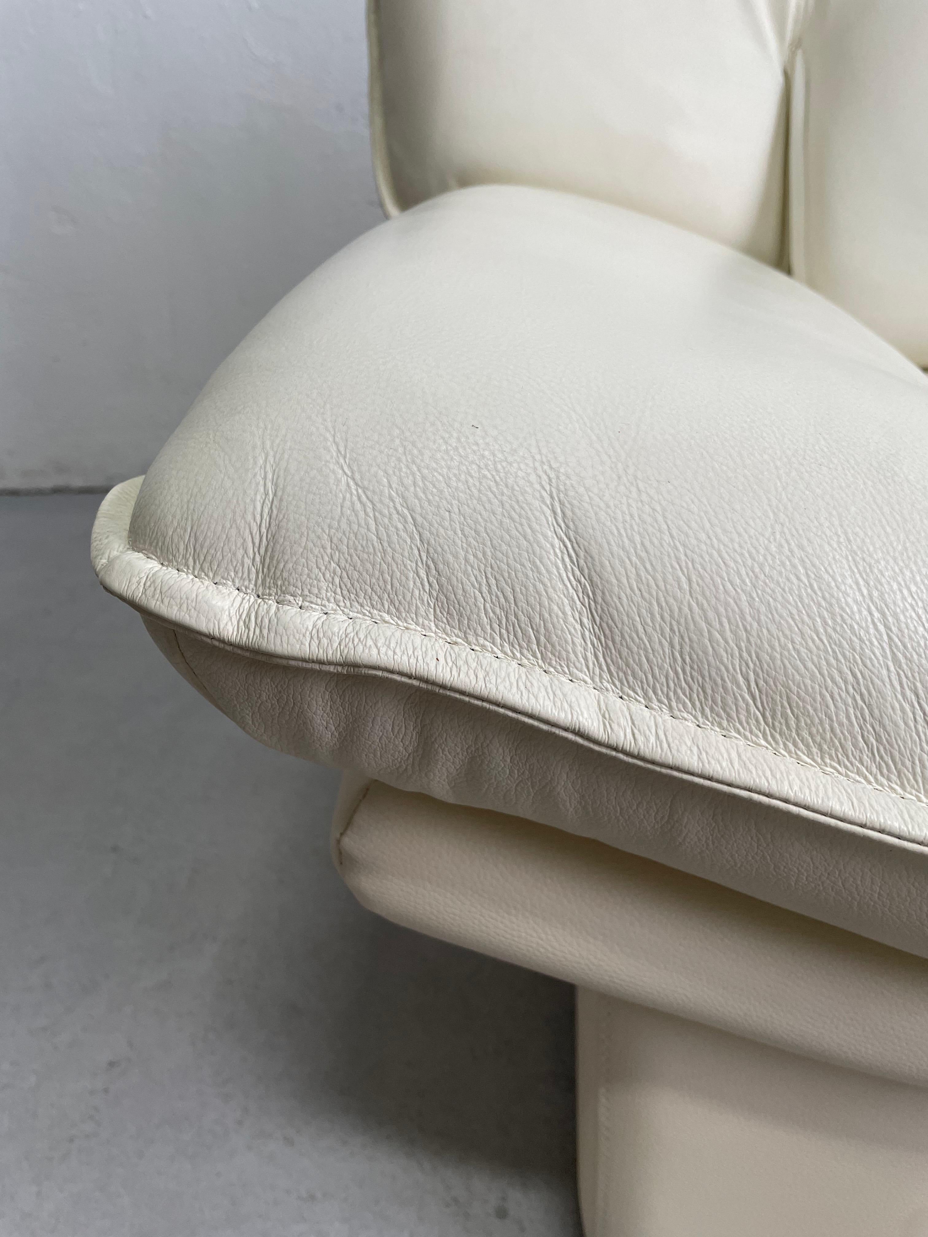 Nicoletti Salotti Postmodern Italian Ivory White Leather Or Leatherete 