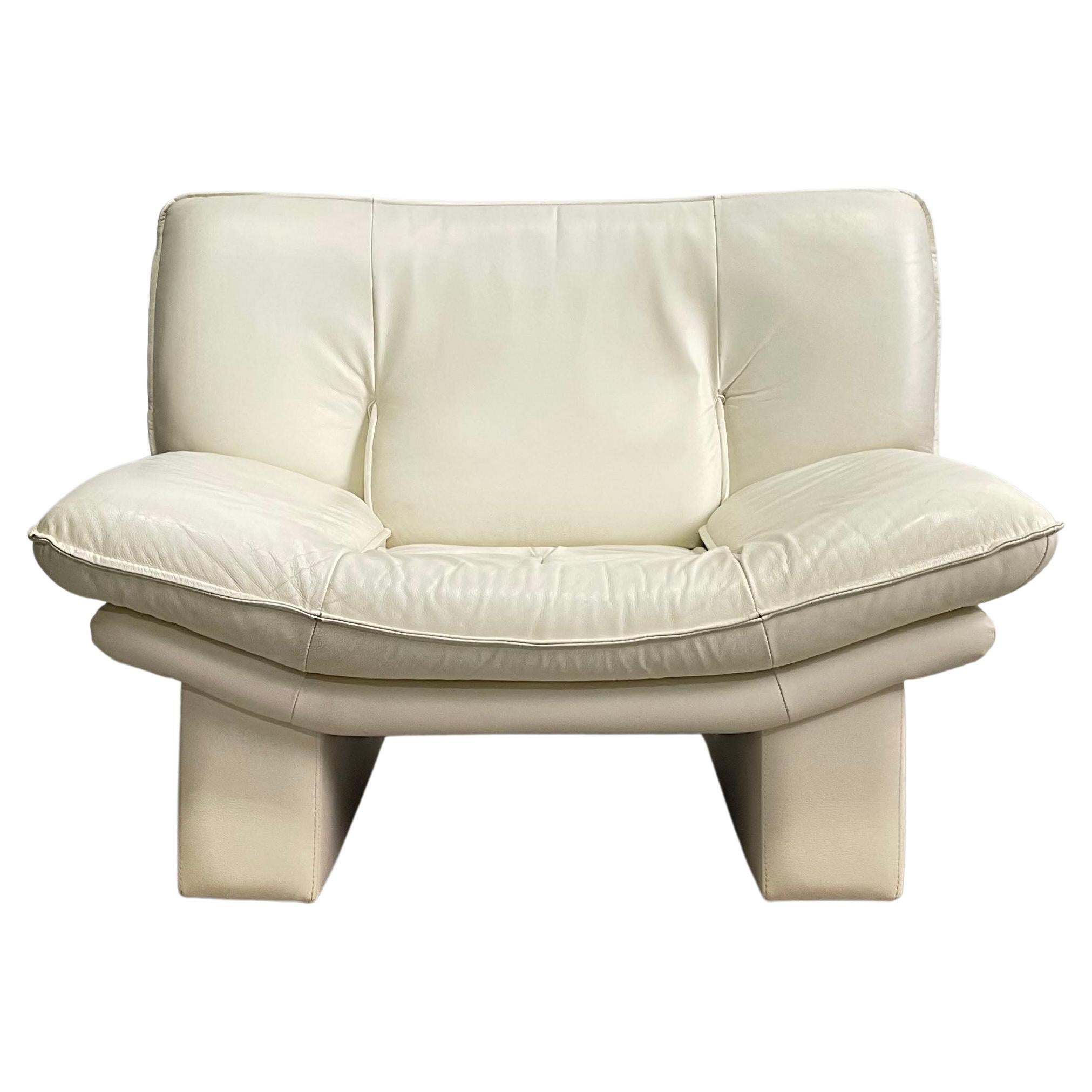 Nicoletti Lipari Cream Italian Leather Sofa Chaise Baci Living Room