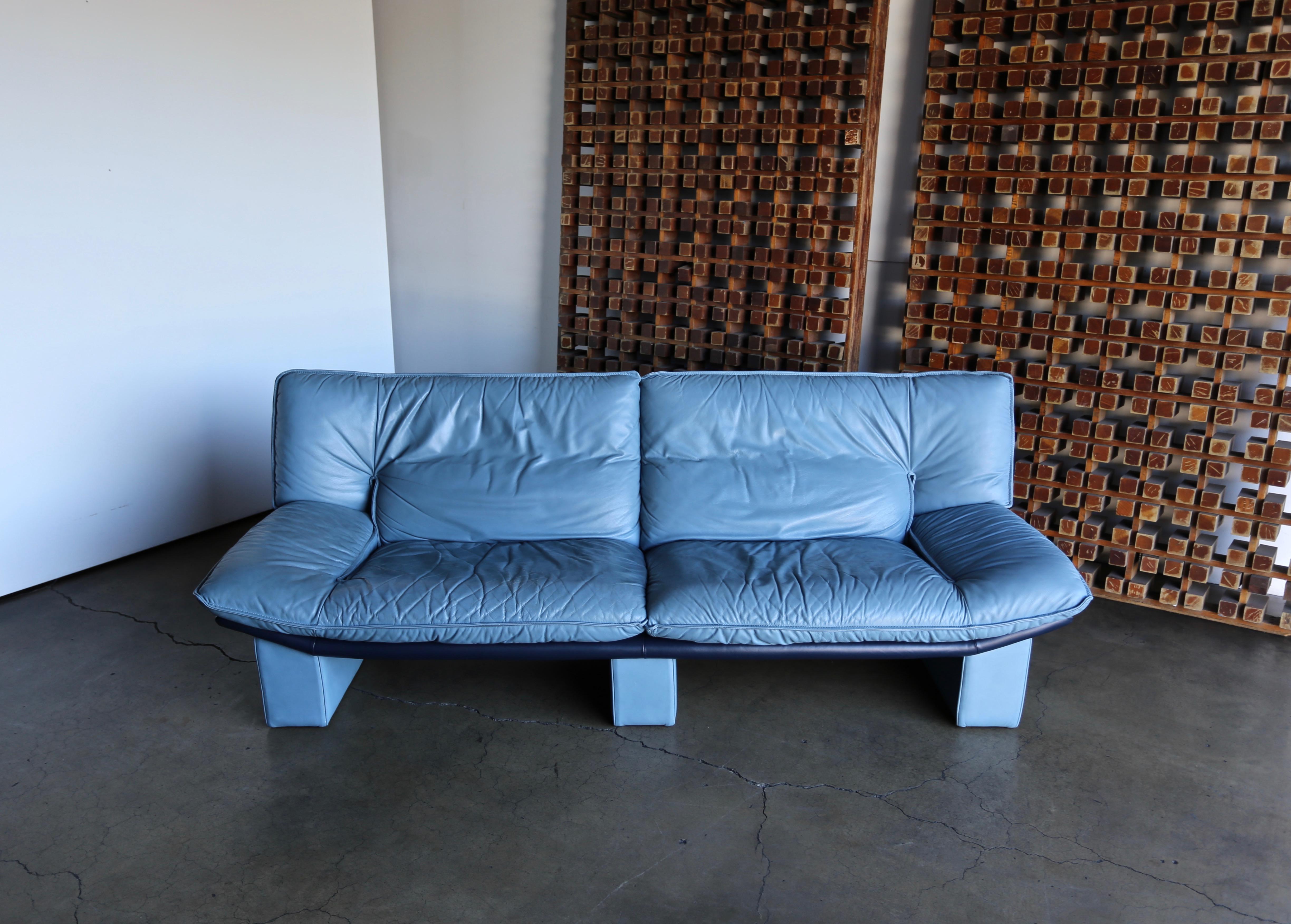 Nicoletti Salotti Postmodern Italian Leather Sofa, circa 1980 3