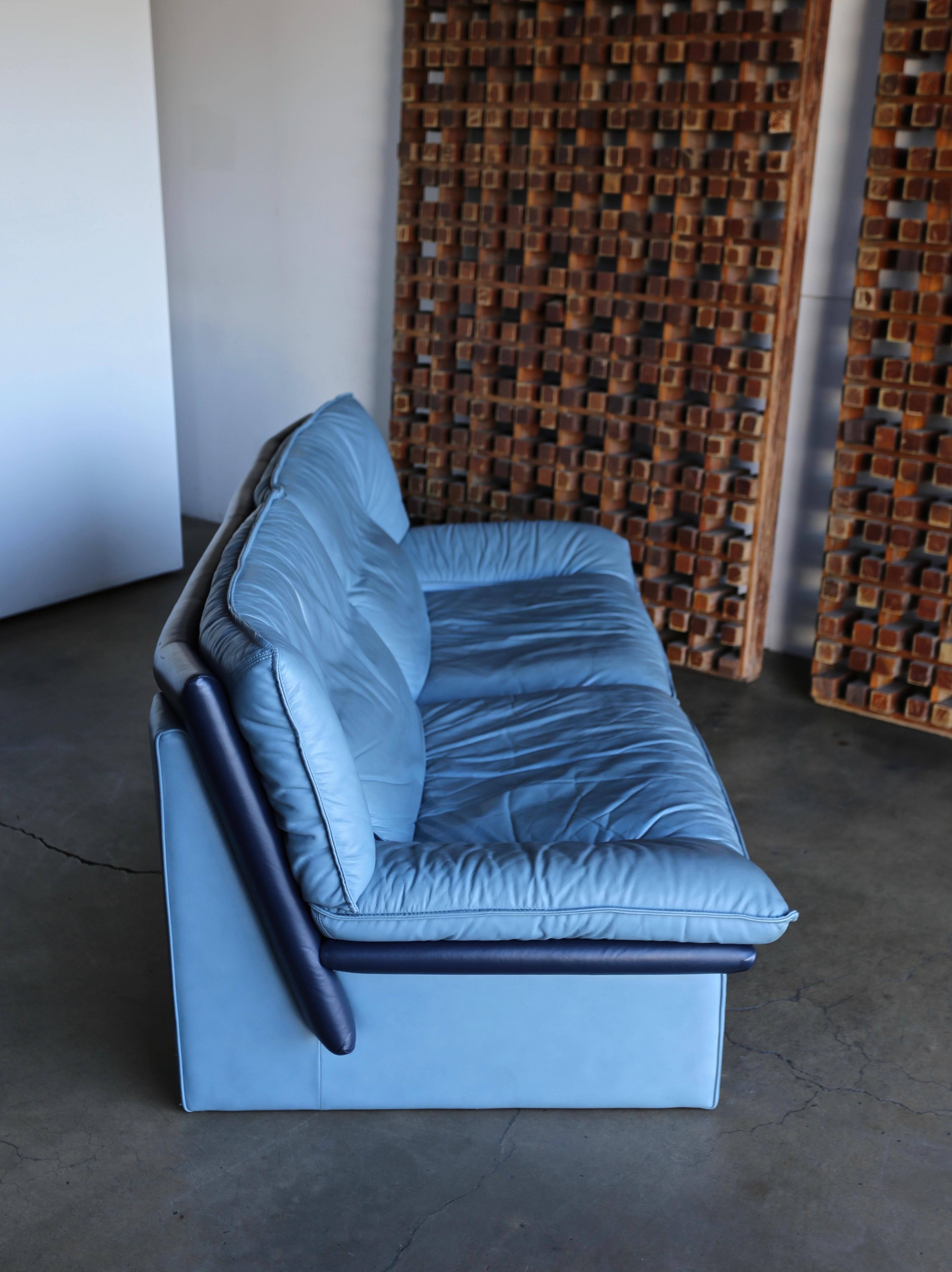 Modern Nicoletti Salotti Postmodern Italian Leather Sofa, circa 1980