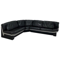 Nicoletti Salotti Style Post Modern Leather Sectional, circa 1980s