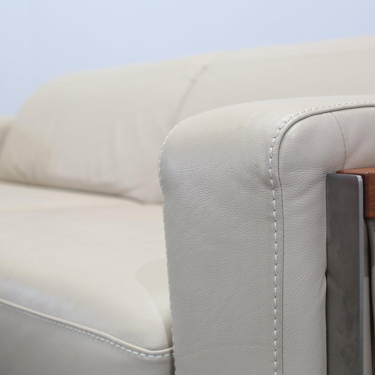 NicolettiHome Bamboo Three Seater Leather Sofa by Lauriero Design For Sale 2
