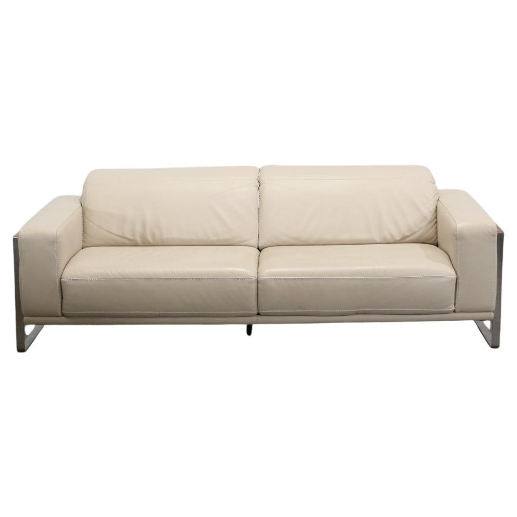 NicolettiHome Bamboo Three Seater Leather Sofa by Lauriero Design For Sale