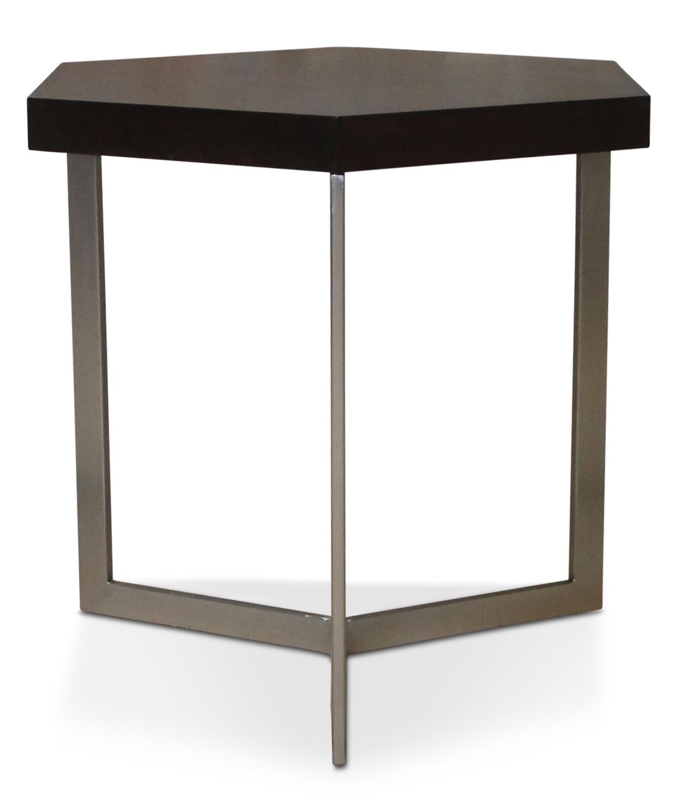 Argentine Modern Hexagonal Side Table in Steel and Rosewood from Costantini, Nicoli For Sale