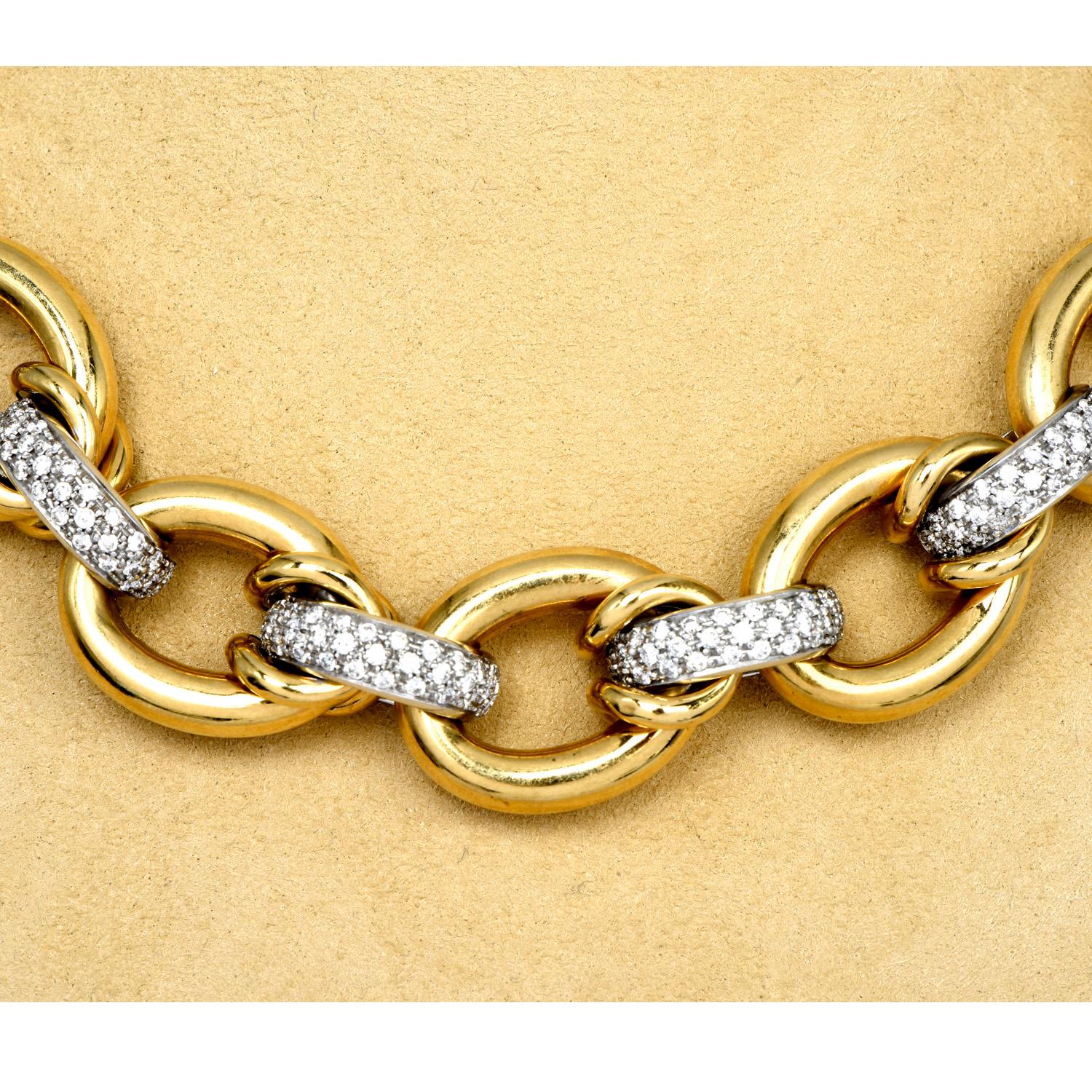 Nicolis Cola 17,80 Karat Diamant 18K Gold Große Gliederkette Halskette (Moderne) im Angebot