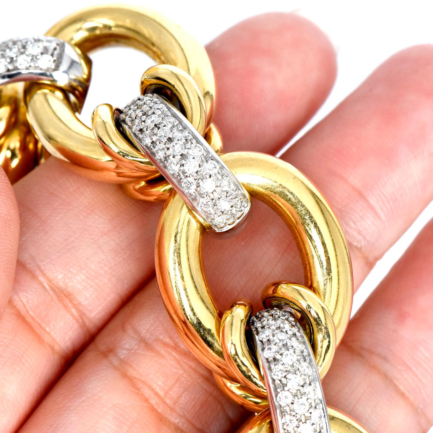 Nicolis Cola 17,80 Karat Diamant 18K Gold Große Gliederkette Halskette im Zustand „Hervorragend“ im Angebot in Miami, FL