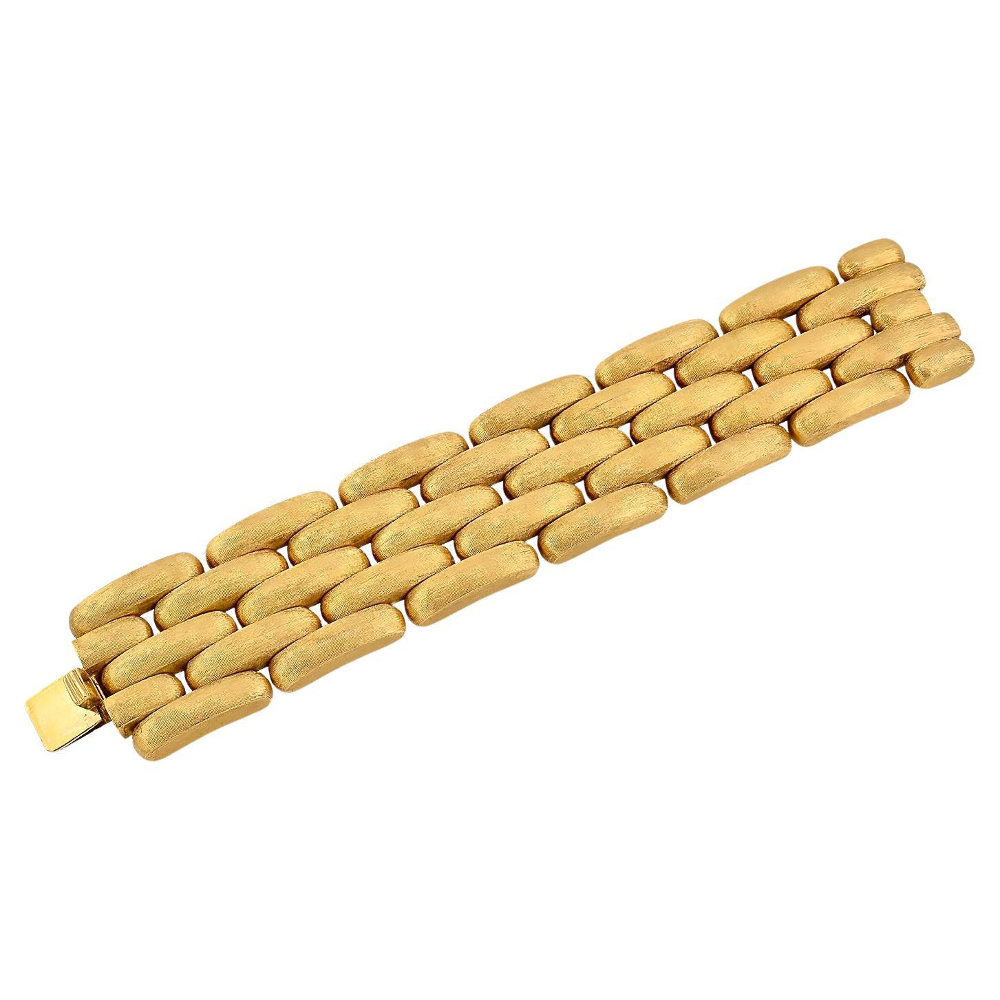 Nicolis Cola Bracciale a 5 file di maglie a scacchiera in oro giallo 18k Made in Italy in vendita