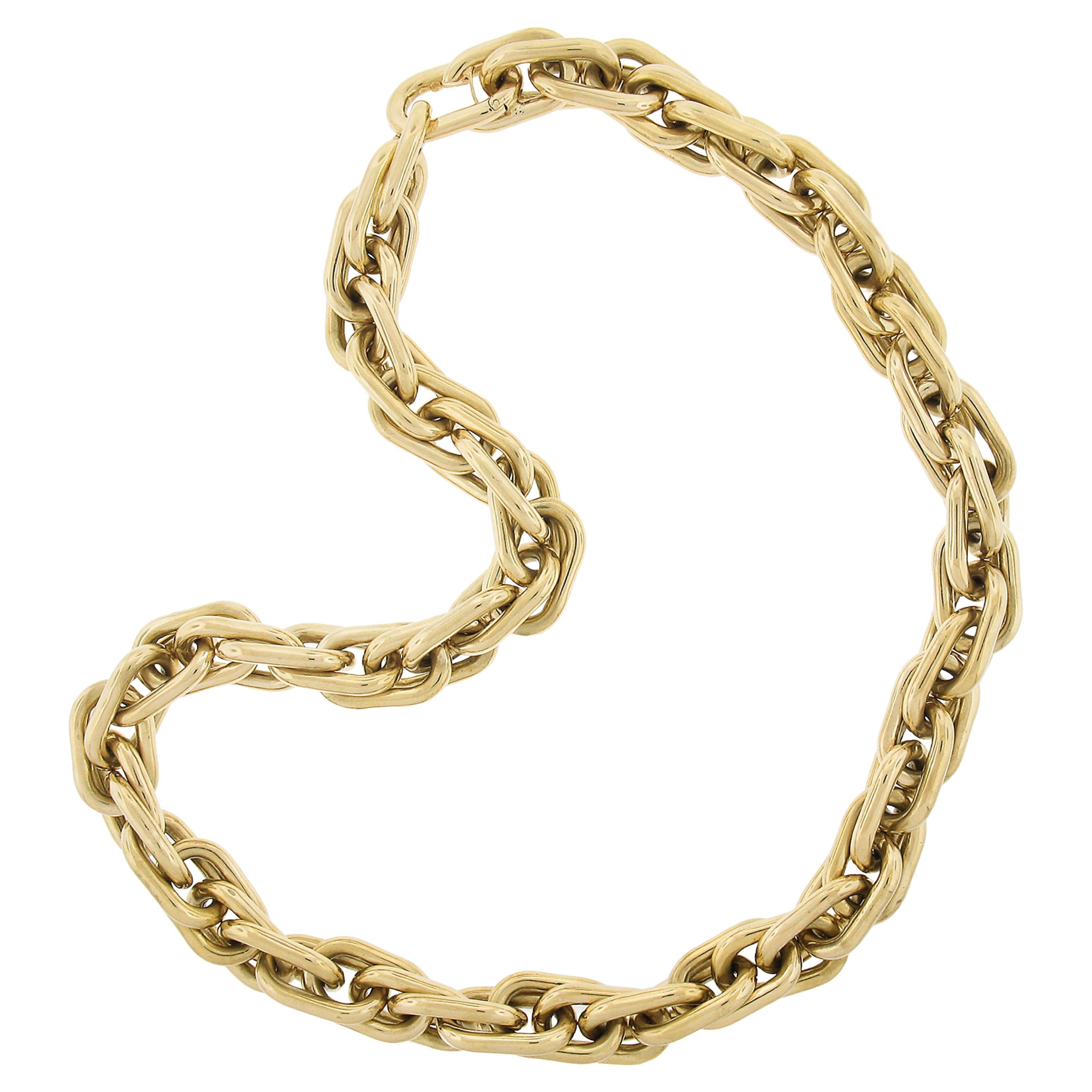 Nicolis Cola 18K Yellow Gold Wide Interlocking Oval Link 23" 171g Necklace For Sale