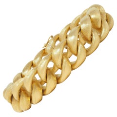 Nicolis Cola 1970 18 Karat Yellow Gold Vintage Brushed Curb Link Bracelet