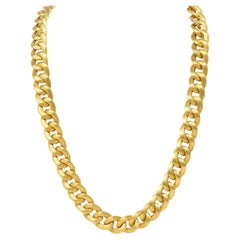 Nicolis Cola 1980s 18 Karat Yellow Gold Vintage Curb Link Unisex Chain Necklace
