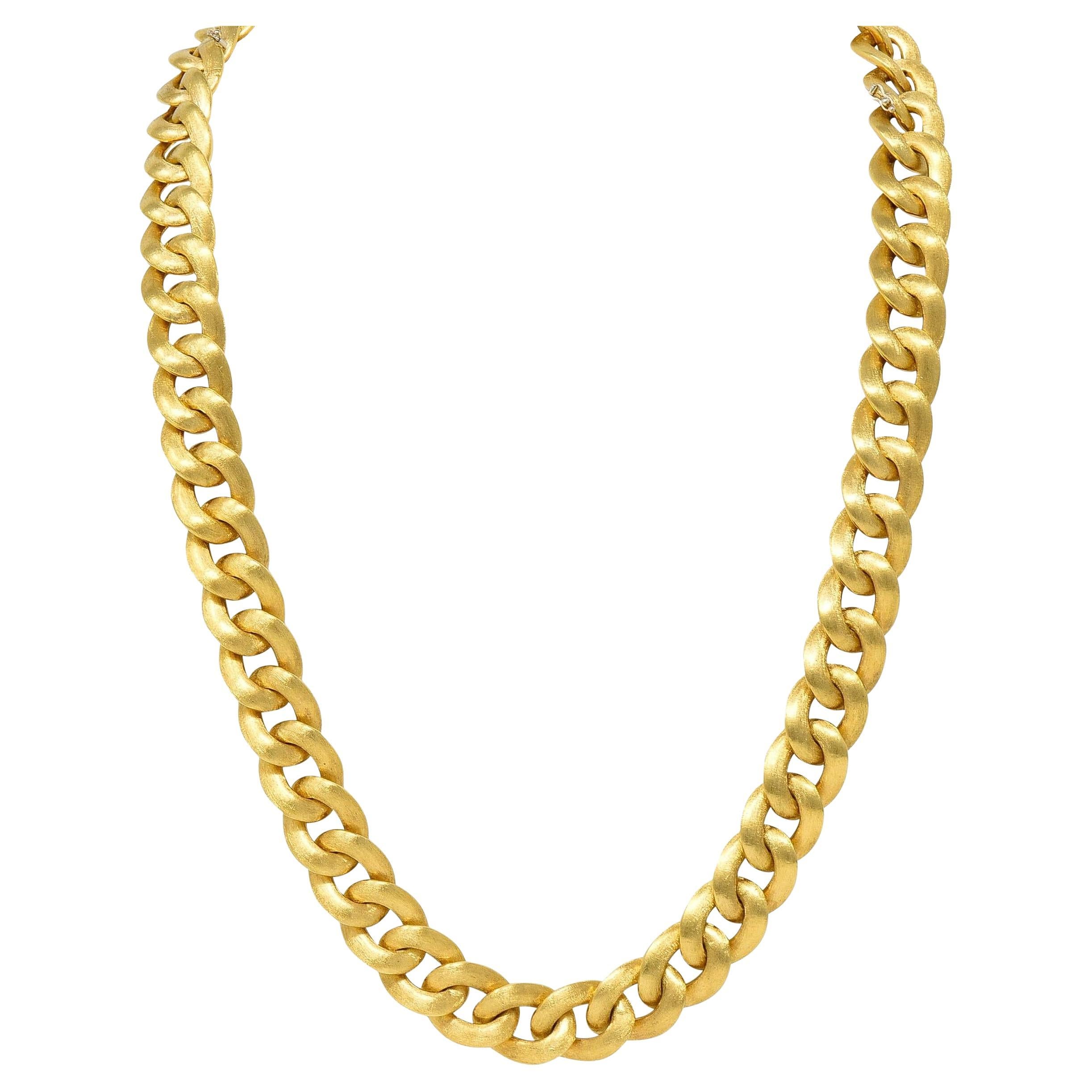 Nicolis Cola Collar de cadena unisex Vintage Curb Link de oro amarillo de 18 quilates de los años 80