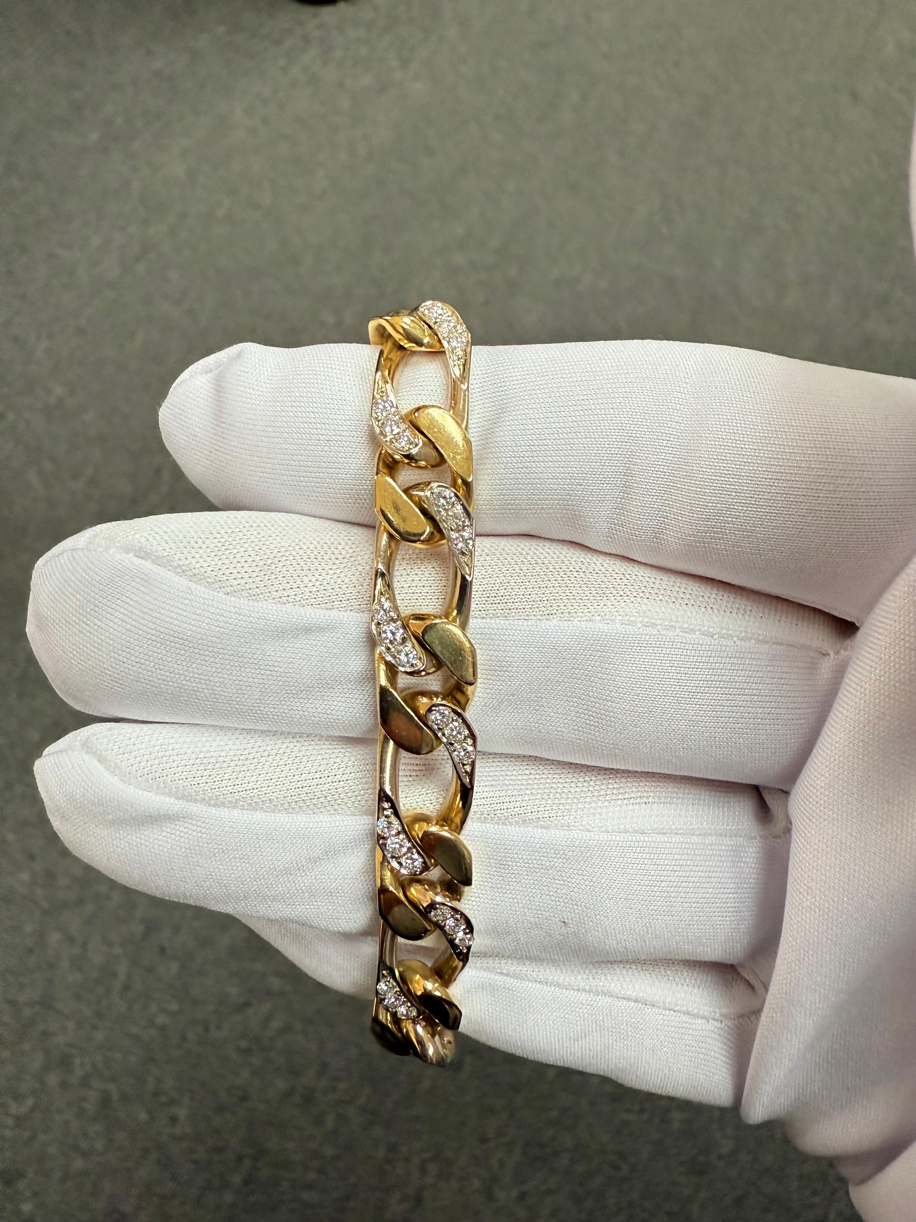 Nicolis Cola 1980s Diamond 18k Two Tone Gold Link Bracelet For Sale 5