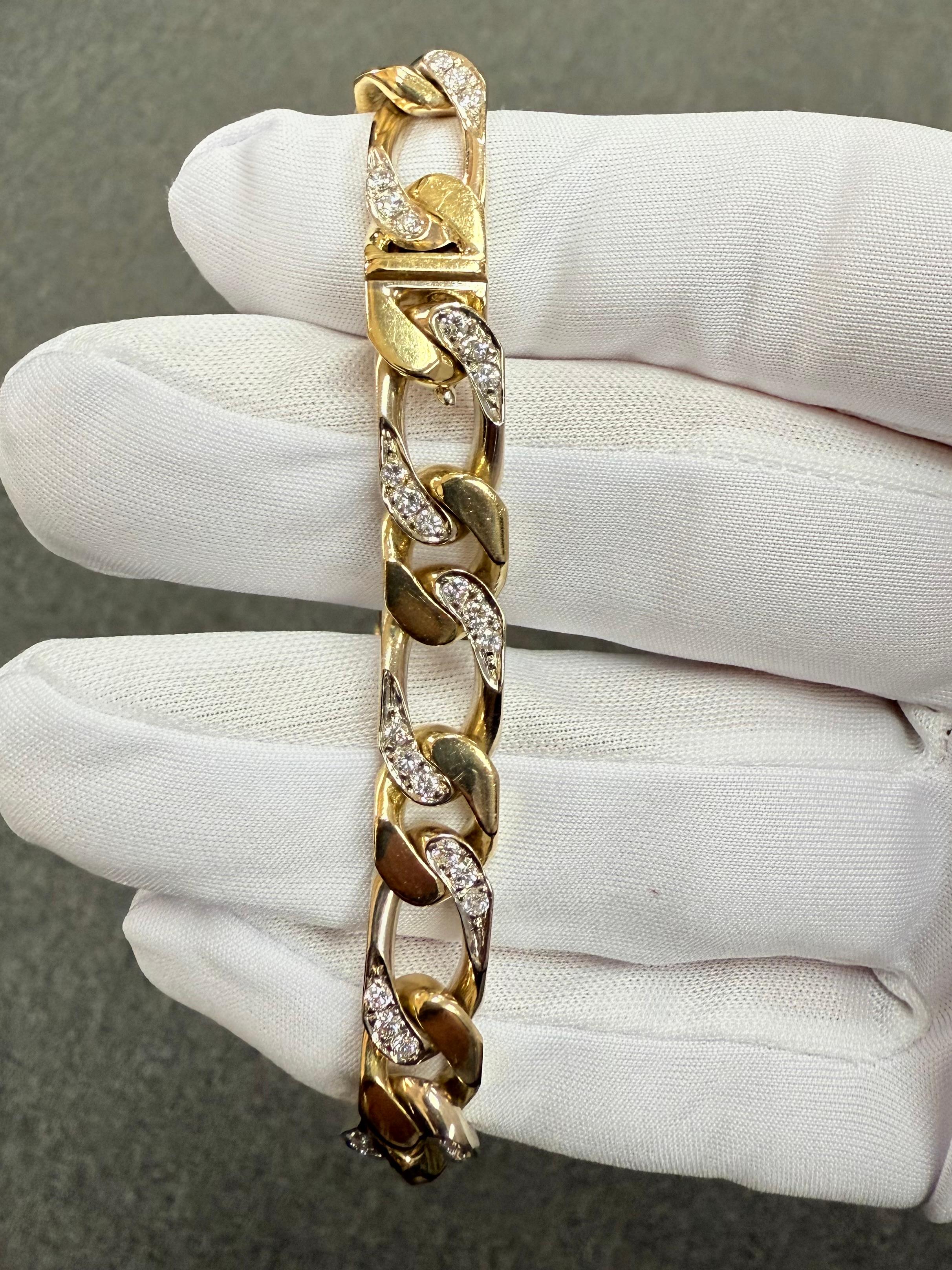 Nicolis Cola 1980s Diamond 18k Two Tone Gold Link Bracelet For Sale 6