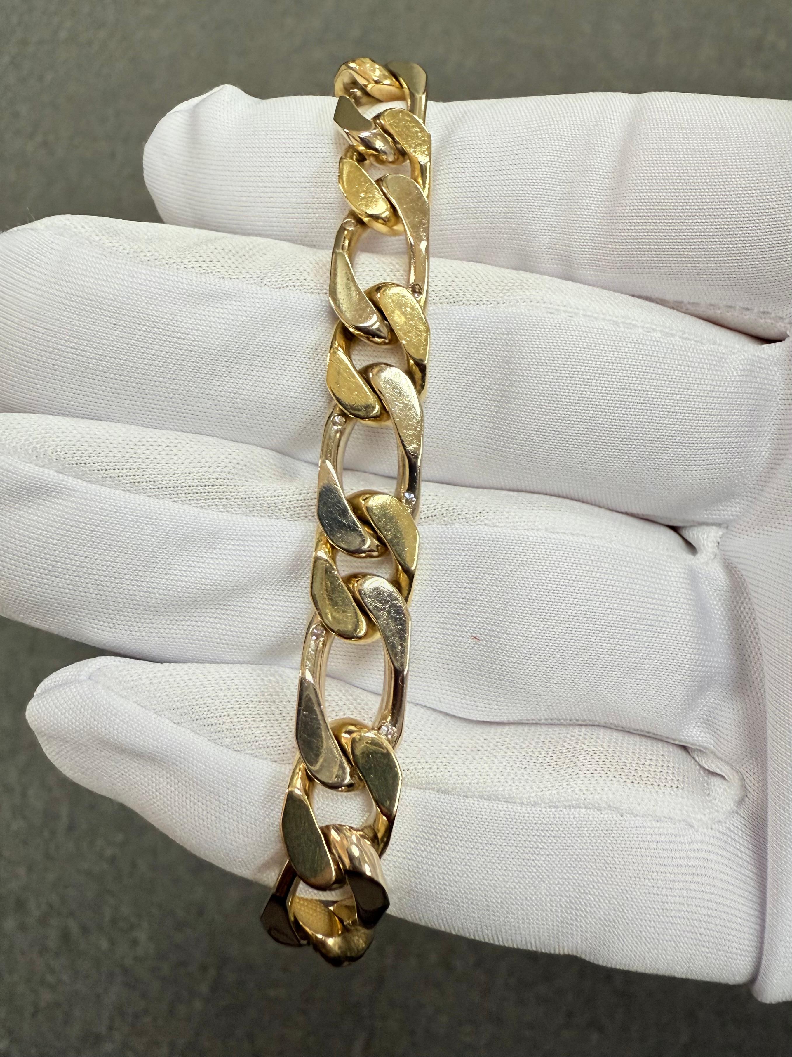 Nicolis Cola 1980s Diamond 18k Two Tone Gold Link Bracelet For Sale 7