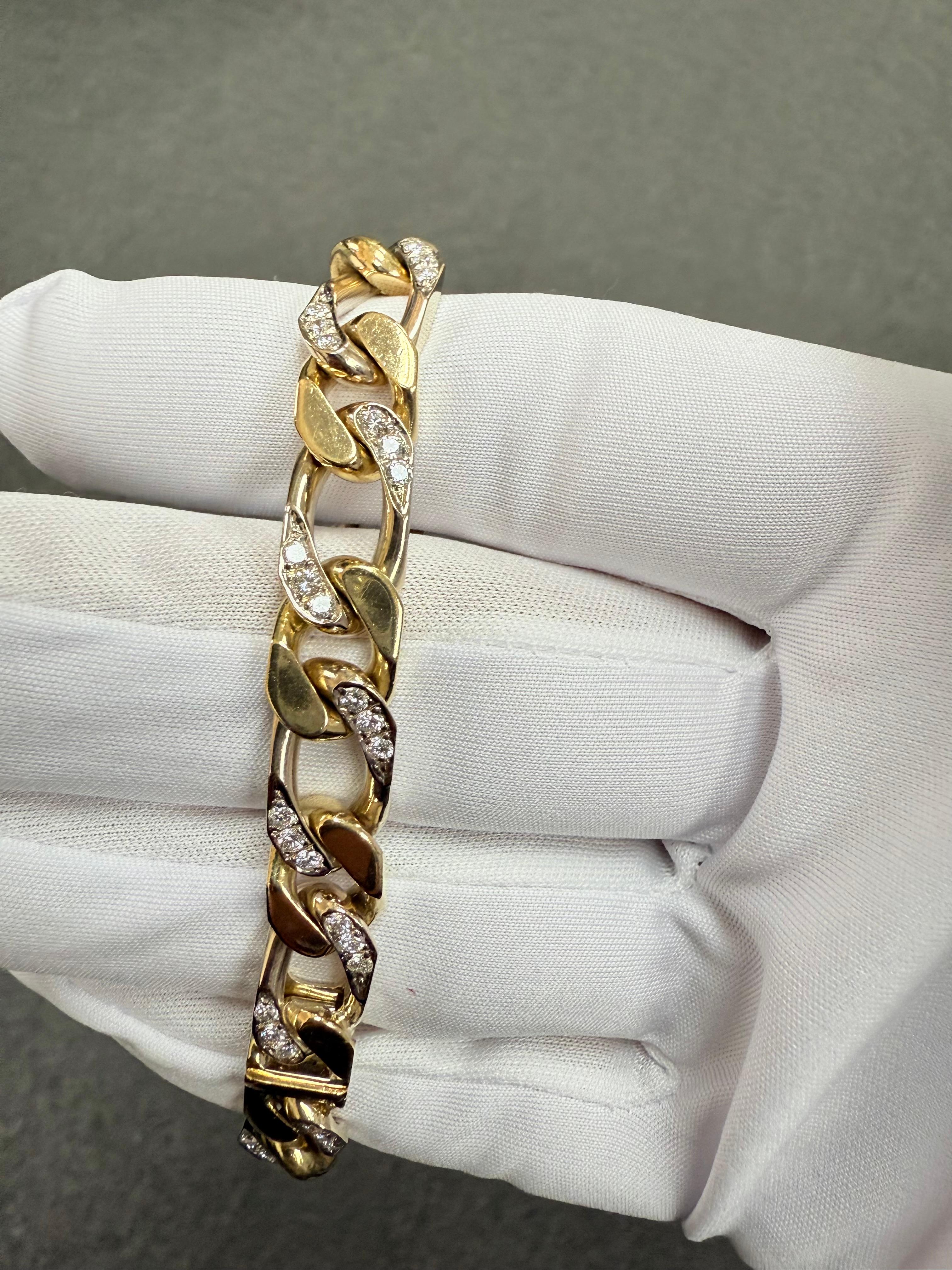 Nicolis Cola 1980s Diamond 18k Two Tone Gold Link Bracelet For Sale 3