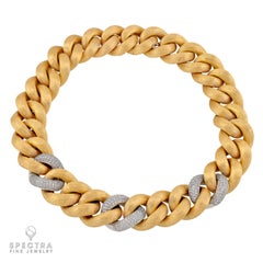 Collier à maillons en or brossé Nicolis Cola à diamants