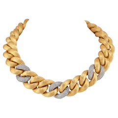 Nicolis Cola Diamond Brushed Gold Link Necklace