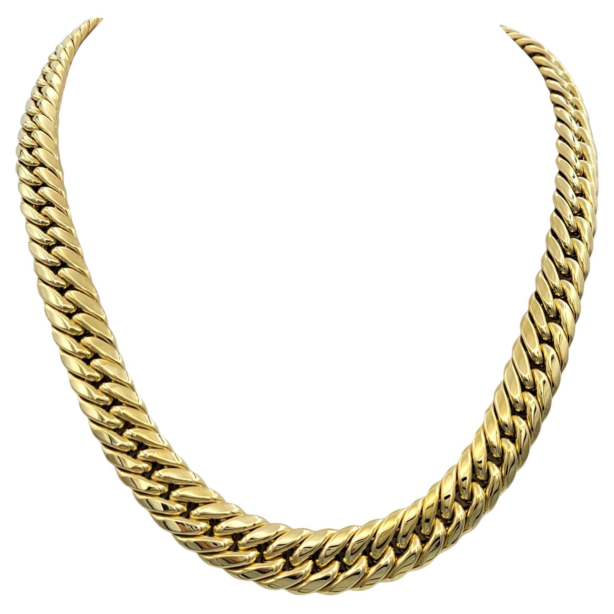 Nicolis Cola Graduated 18 Inch Curb Chain Link Necklace in 18 Karat Yellow Gold