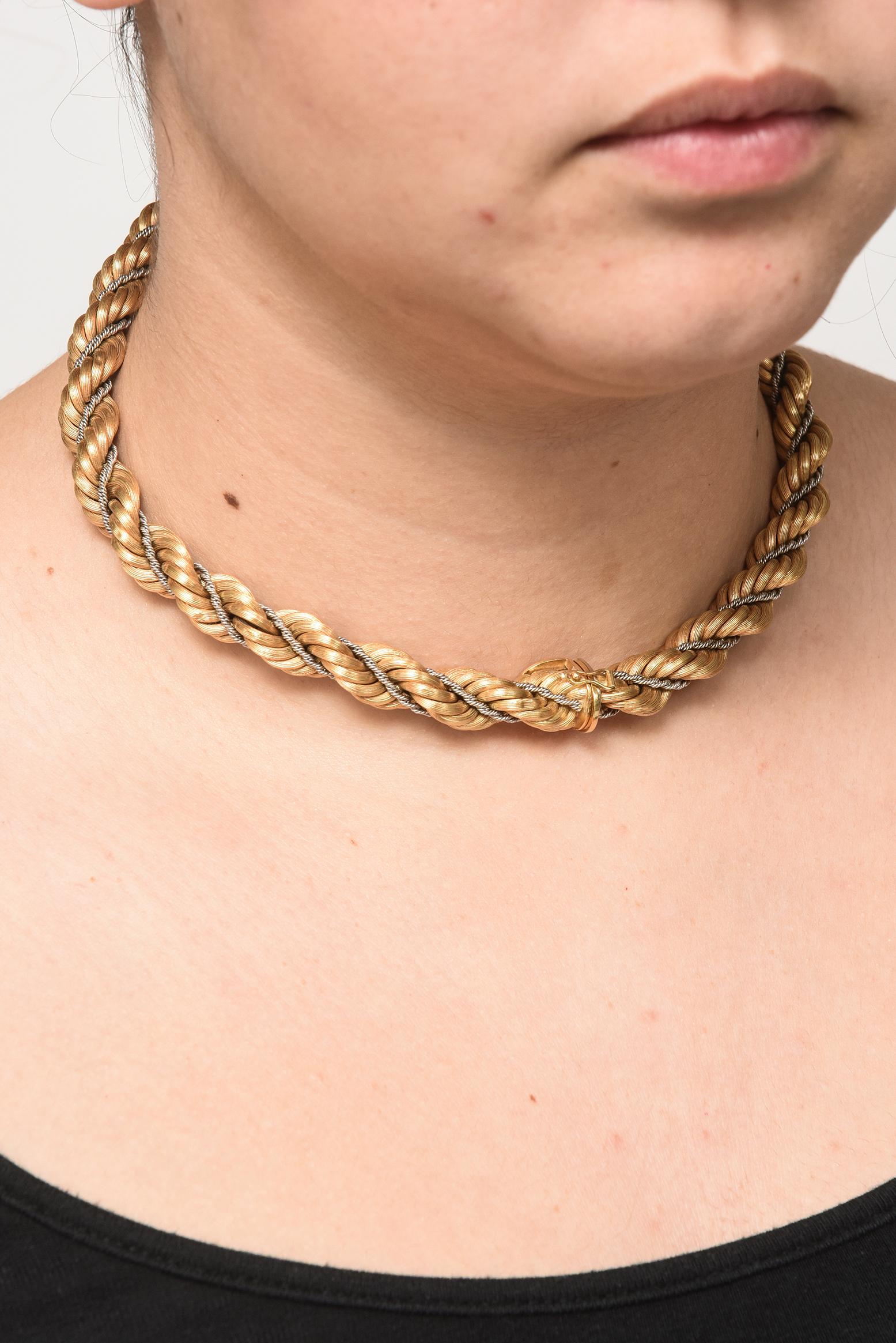 Nicolis Cola Italian Twisted White and Yellow Gold Rope 2 Bracelets or Necklace 4