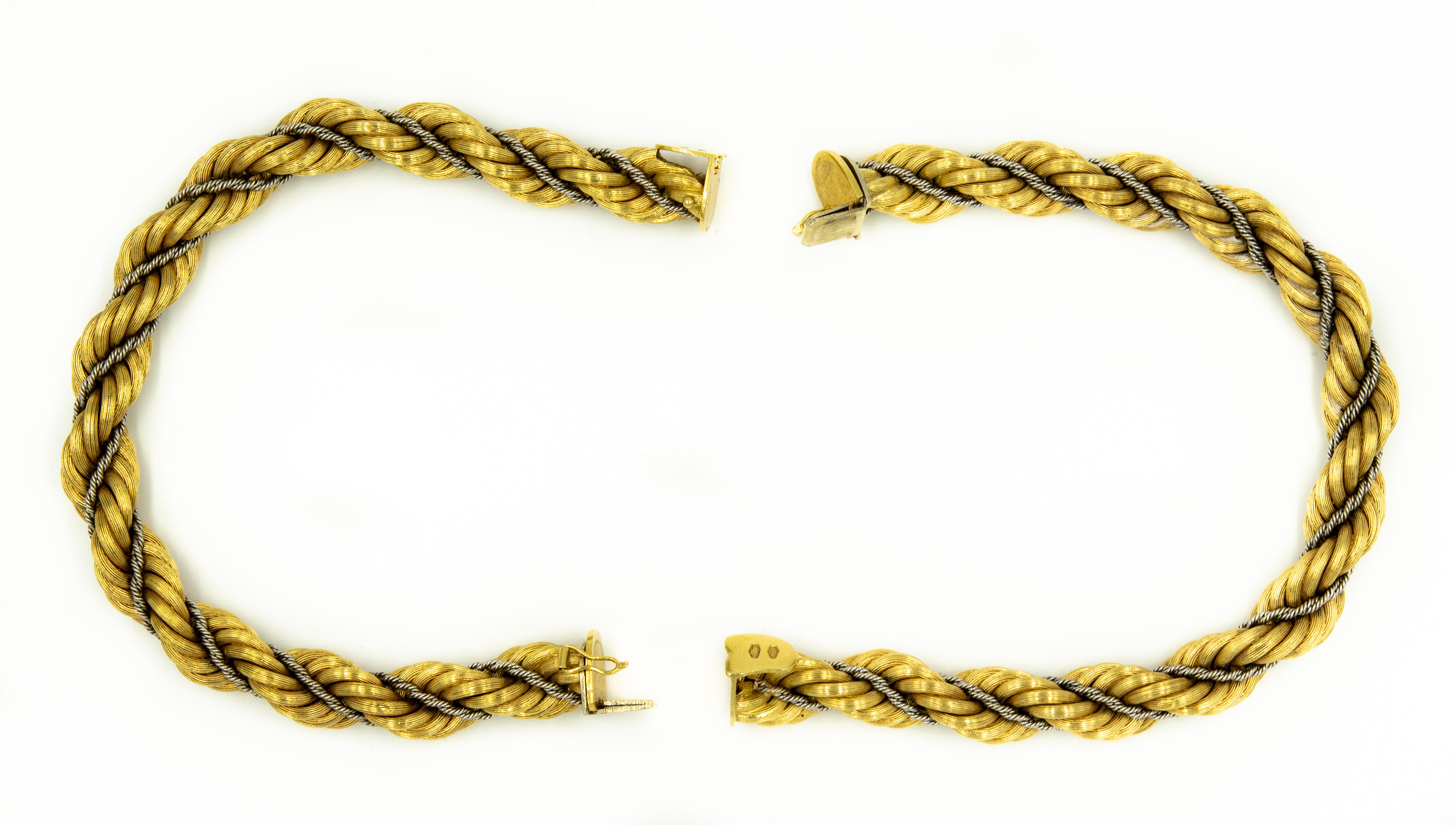 Nicolis Cola Italian Twisted White and Yellow Gold Rope 2 Bracelets ou Necklace en vente 1