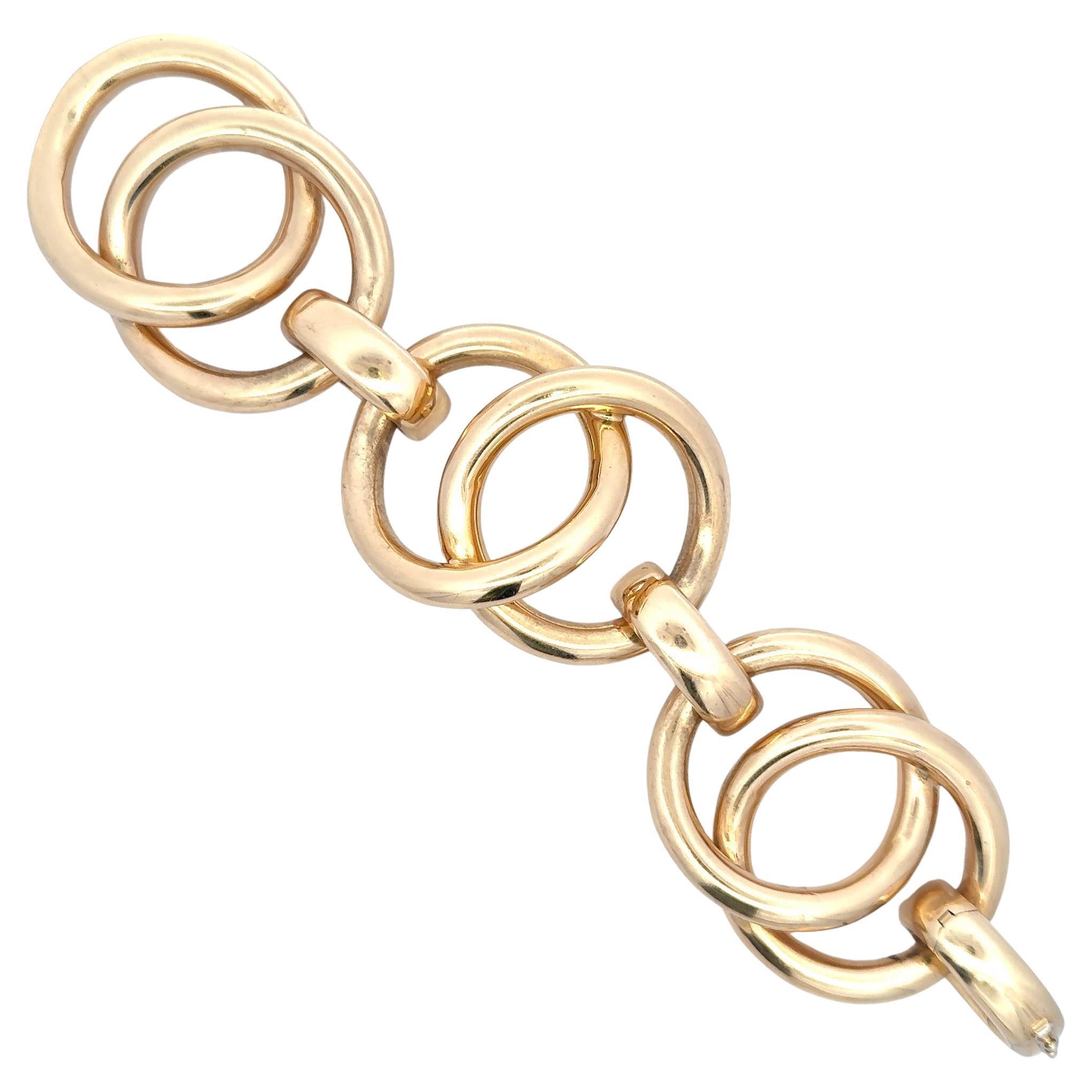 Nicolis Cola Großes ineinandergreifendes rundes Gliederarmband 18KT Gelbgold 126.7 Gramm