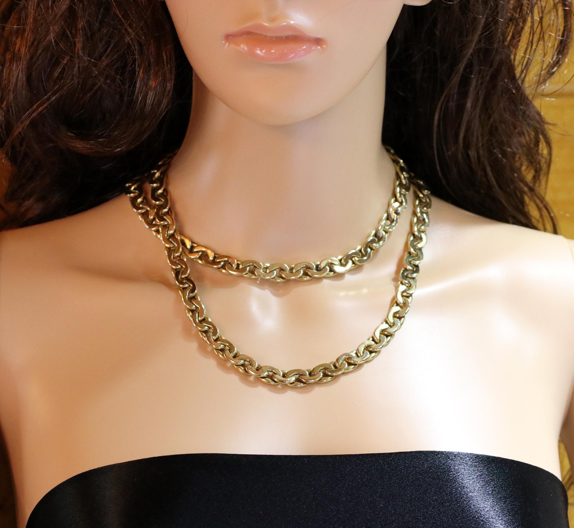 Women's or Men's Nicolis Cola Long Gold Curb Link Necklace