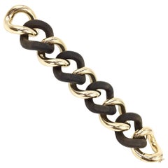 Nicolis Cola "Nairobi" Solid 18 Karat Gold and Wood Link Bracelet