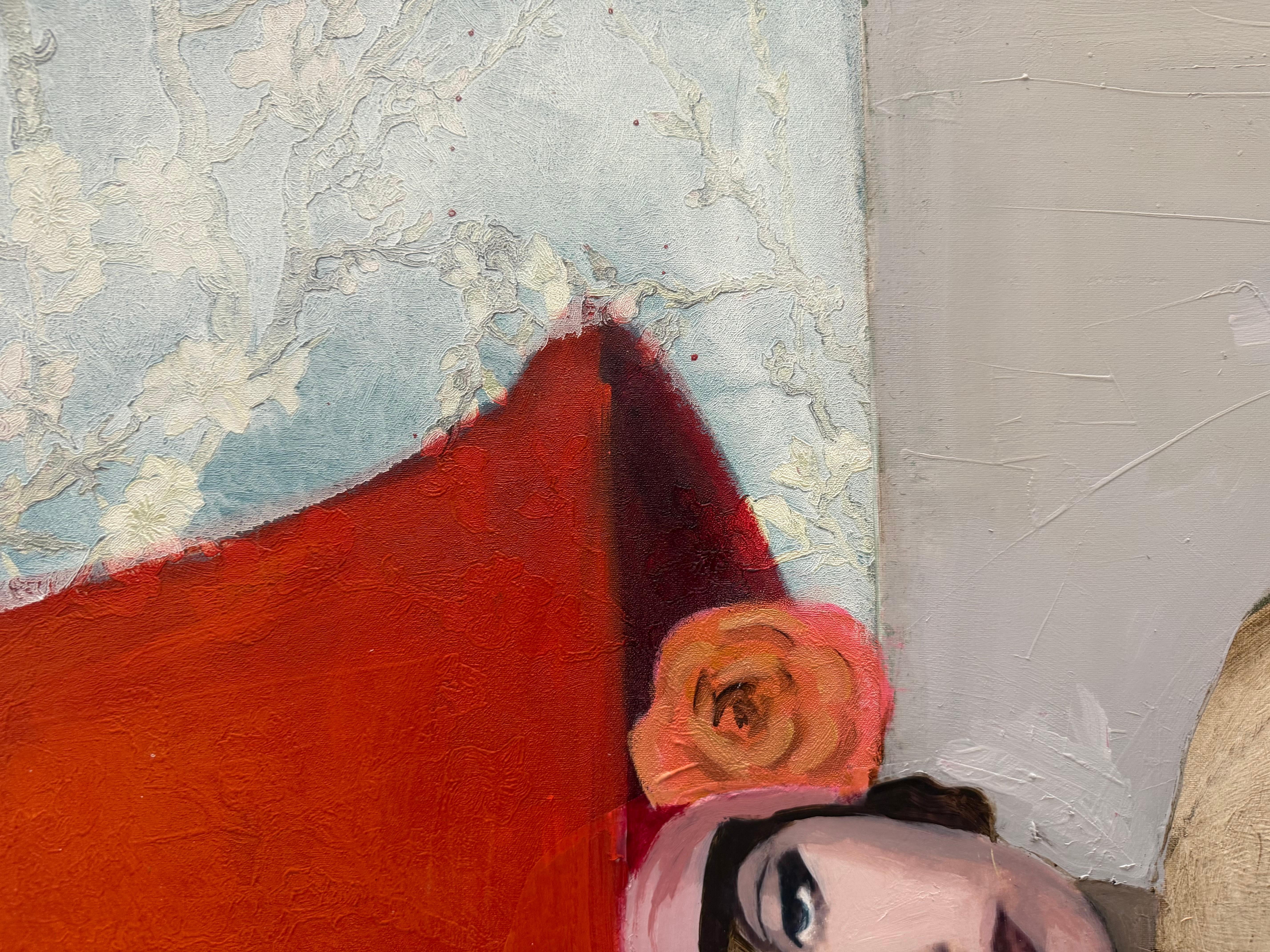 Ritratto di una donna parigina - Figurative Painting Marrone di  Nicolle Menegaldo