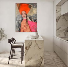 Woman in Pink - Bright Colour Portrait, Women, Texture, Face