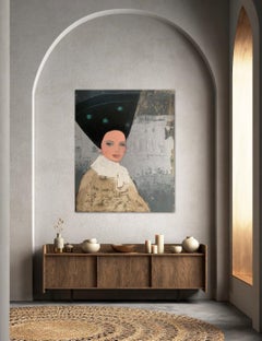 Femme avec un foulard blanc - Couleur vive Portrait, Femmes, Texture, Visage