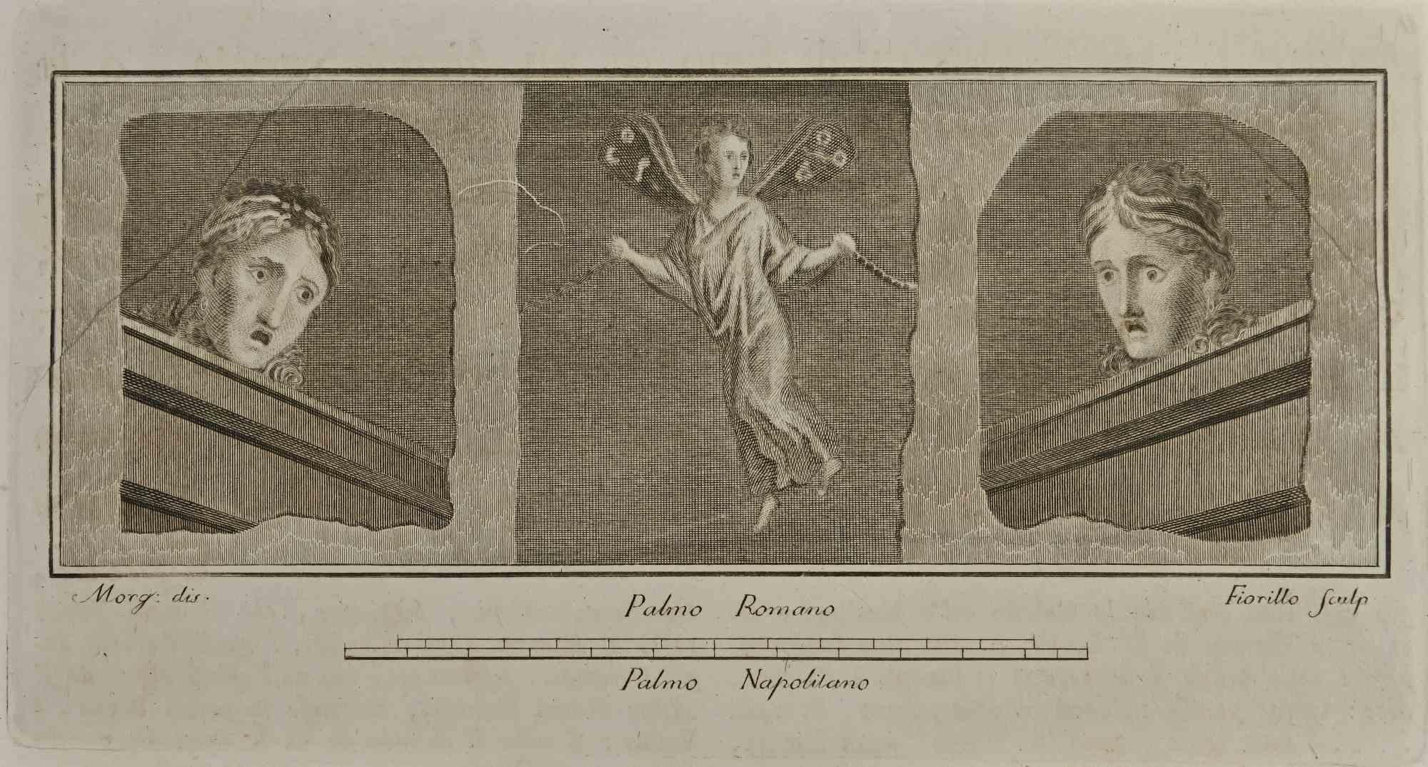 Nicolo Fiorillo Figurative Print – Antikes römisches Fresko - Radierung von Nicolò Fiorillo - 18. Jahrhundert
